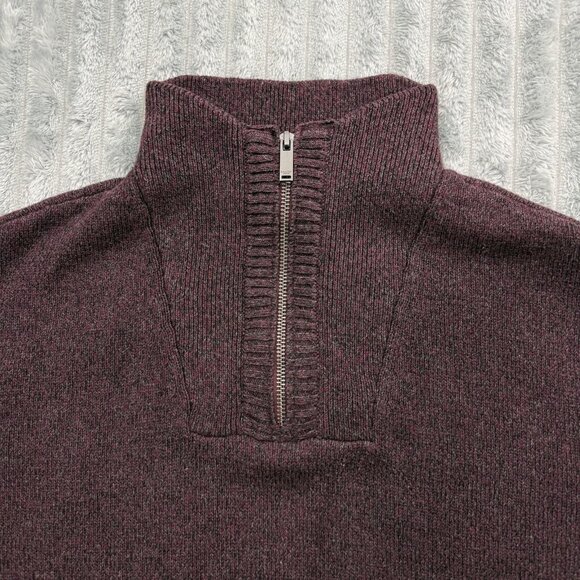 Calvin Klein Sweater Mens Large Burgundy Quarter Zip Preppy Pullover Mock Neck - Picture 6 of 9